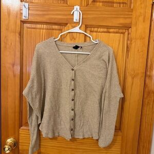 Beige Button-Up Cardigan